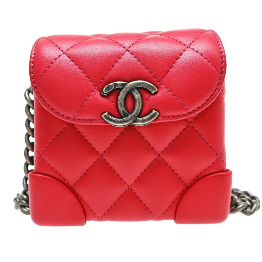 Chanel So Black Trendy Cc Clutch With Chain Quilted Lambskin Red Leather